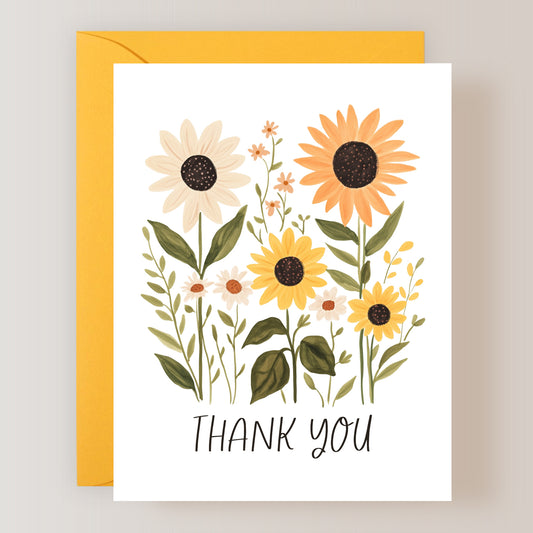 Set of 3 Sunflower Thank You Cards with Envelopes