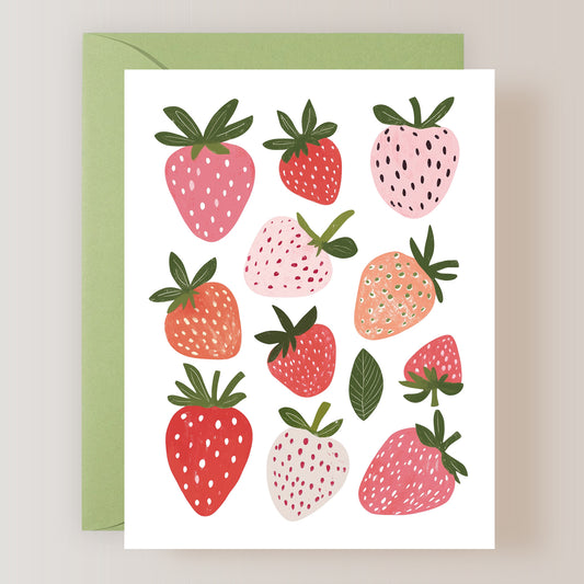 Set of 3 Strawberry Greeting Cards with Envelopes