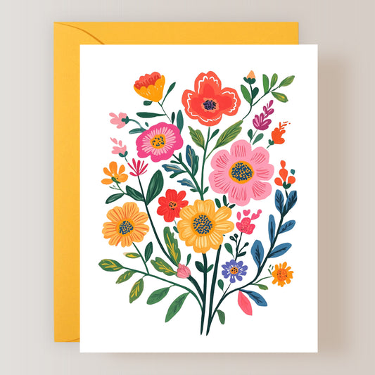 Set of 3 Colorful Floral Greeting Cards with Envelopes