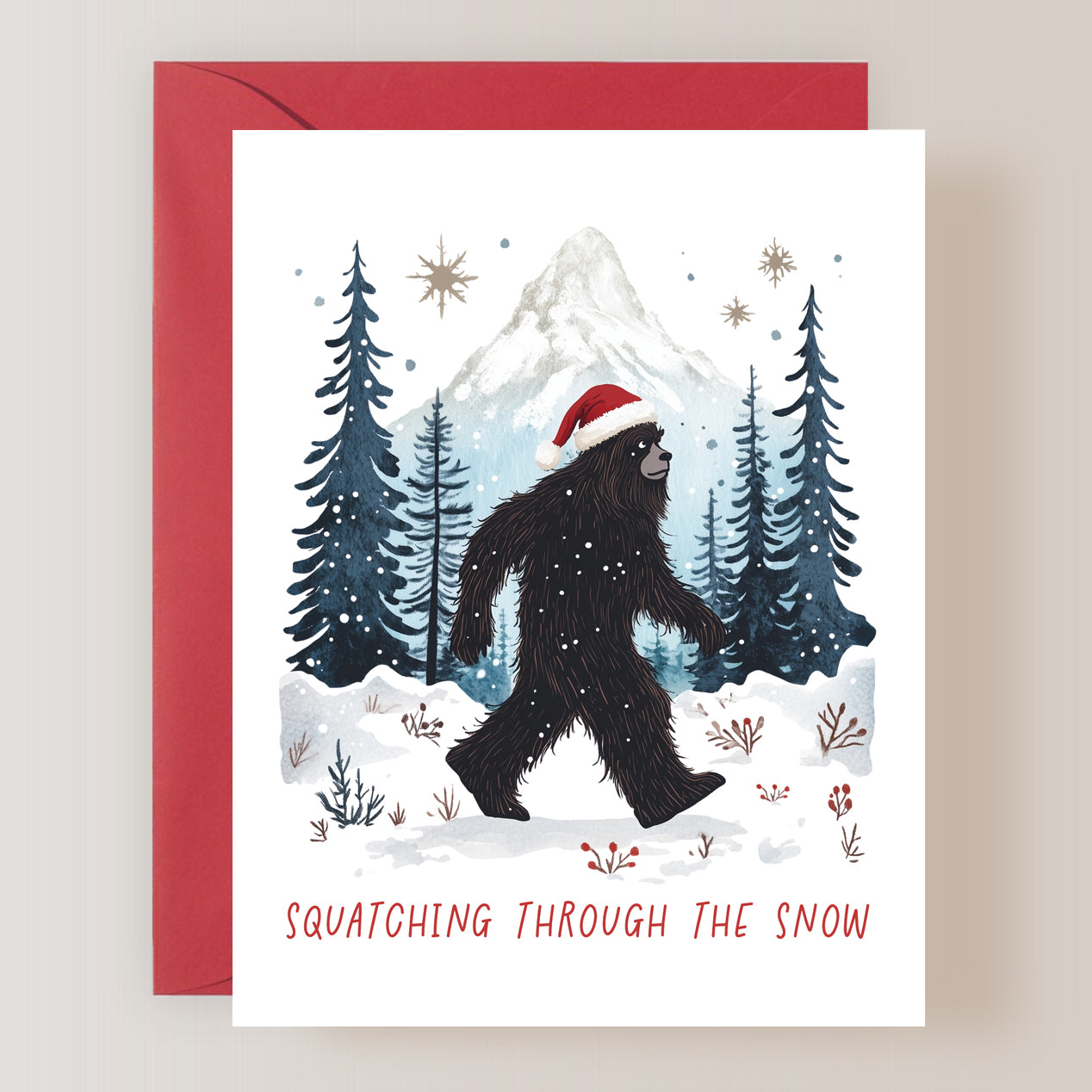 Squatching Through The Snow Card
